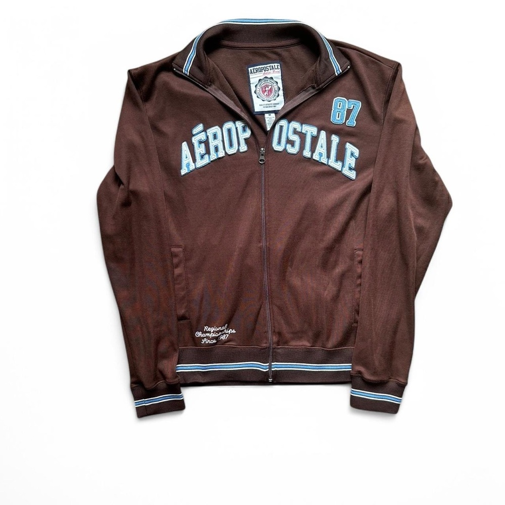Aeropostale Brown and Blue Lightweight Shirt Jacket